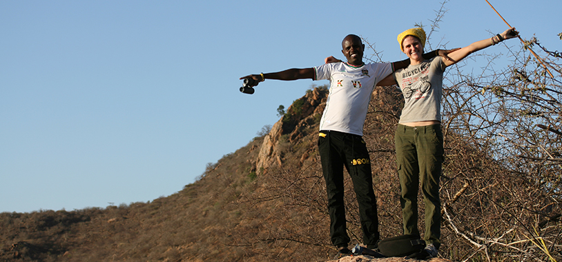 My colleague and good friend David and I, during some time we took to appreciate the view at the top of the hill next to the STE camp