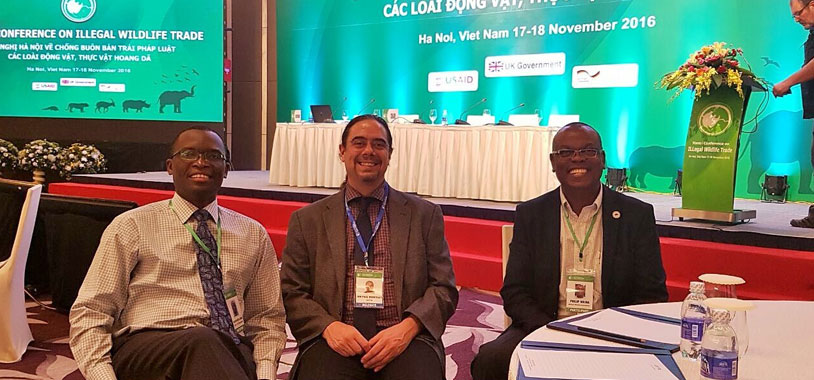 Benson Okita of Save the Elephants, Jon Paul Rodríguez of IUCN-SSC and Philip Muruthi of African Wildlife Foundation at the Hanoi IWT 2016.