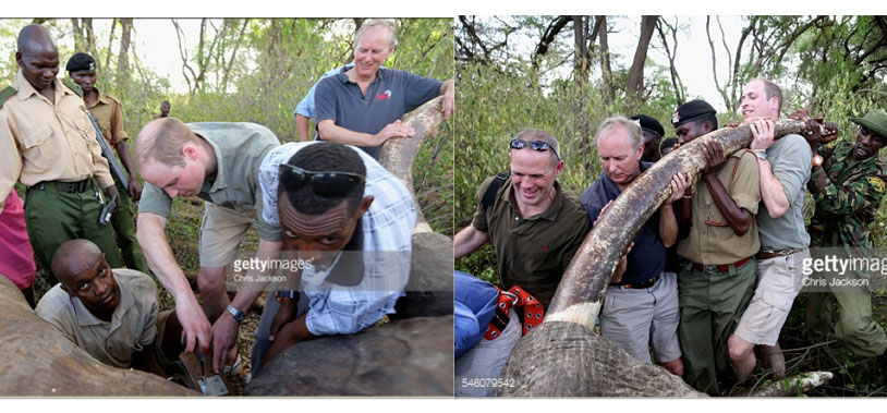 The Duke of Cambridge with the Head of Field Operations at Save the Elephants David Daballen on his left