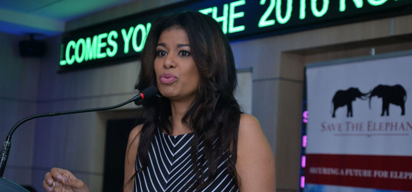 Julie Gichuru addressing the participants